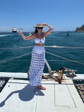 White Crochet Two-Piece Beach Set